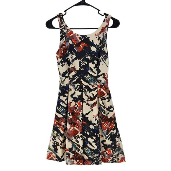 Maeve Women's Pleated Abstract Print Sleeveless Mini Dress - XS - Picture 1 of 5
